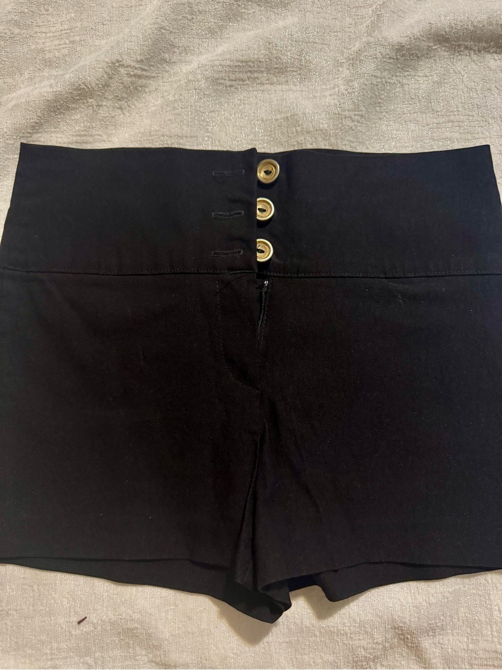 Charlotte Russe Black High-Waist Button Front Shorts with Gold Buttons